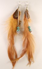 Boucles d'oreilles plumes et turquoises