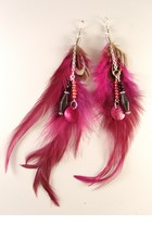 Boucles d'oreilles plumes fushia