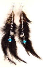 Boucles d'oreilles plumes noires