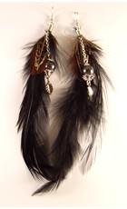 Boucles d'oreilles plumes+Hématite