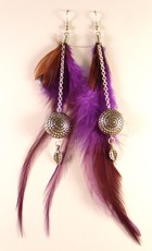 Boucles d'oreilles plumes+perles tibétaines